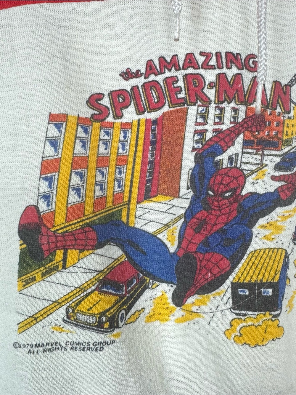 80’s Vintage Spiderman Hoodie Single stitch sweatshirt graphic character retro E - Picture 3 of 8